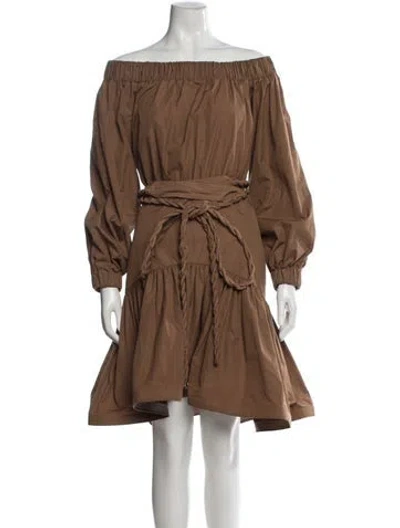 Pre-owned Silvia Tcherassi Off-the-shoulder Mini Dress In Brown