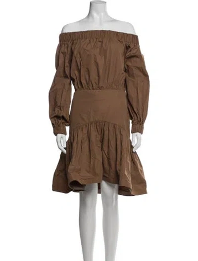 Pre-owned Silvia Tcherassi Off-the-shoulder Mini Dress In Brown