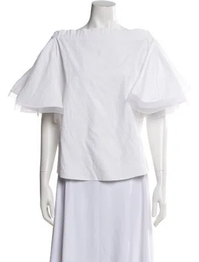 Pre-owned Silvia Tcherassi Off-the-shoulder Short Sleeve Top In White