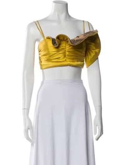 Pre-owned Silvia Tcherassi Off-the-shoulder Sleeveless Crop Top In Yellow