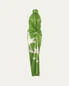 Silvia Tcherassi Olatz Abstract Halter Knotted Silk Dress In Greenblm
