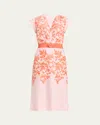 Silvia Tcherassi Olive Embroidered Linen Midi Dress With Belt In Multi
