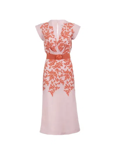 SILVIA TCHERASSI OLIVE EMBROIDERY MIDI DRESS
