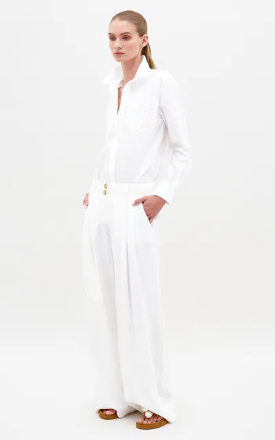 Silvia Tcherassi Opal Pleated Wide-leg Pant In White