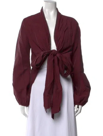 Pre-owned Silvia Tcherassi Open Front Long Sleeve Blouse In Burgundy