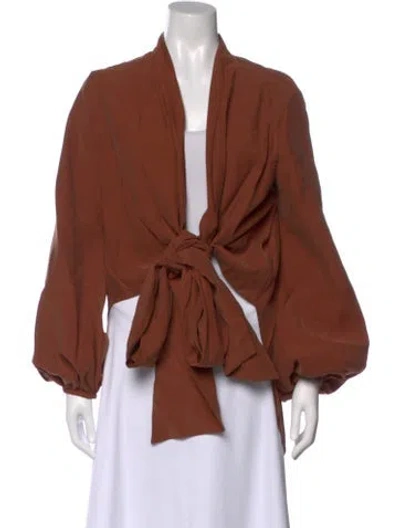 Pre-owned Silvia Tcherassi Open Front Long Sleeve Top In Brown