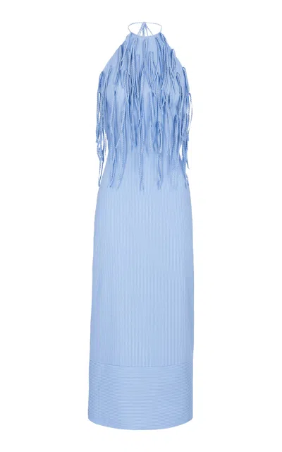 Silvia Tcherassi Otilia Cotton Midi Dress In Blue
