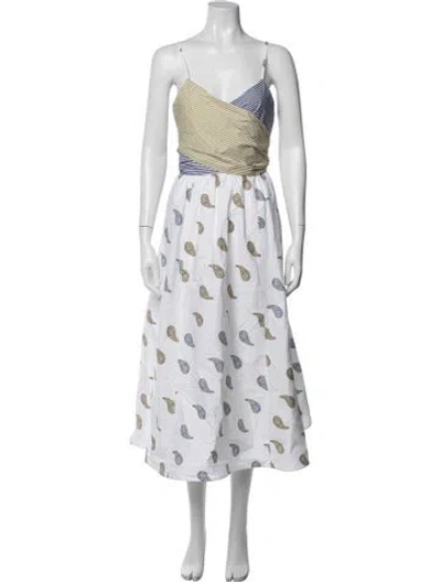 Pre-owned Silvia Tcherassi Paisley Print Midi Length Dress In White