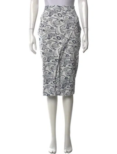 Pre-owned Silvia Tcherassi Paisley Print Midi Length Skirt In White