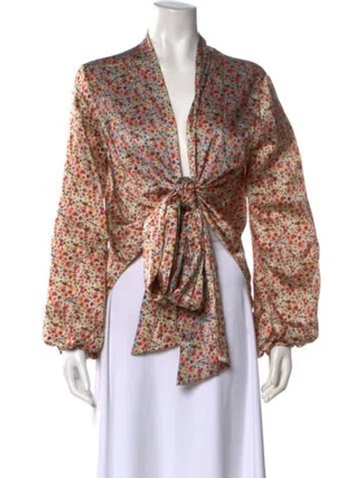 Pre-owned Silvia Tcherassi Paisley Print Plunge Neckline Blouse In Multi