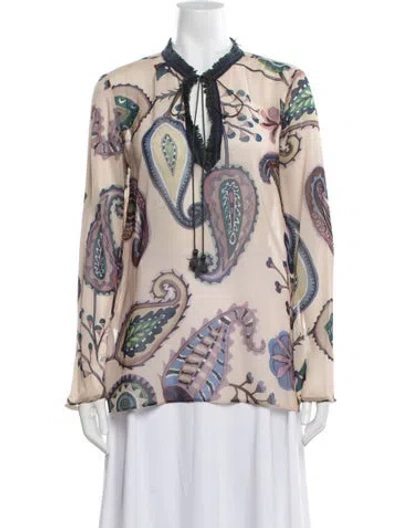 Pre-owned Silvia Tcherassi Paisley Print Tie Neck Blouse In Neutral
