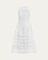 Silvia Tcherassi Paola Floral Applique Guipure Midi Dress In White