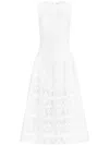 Silvia Tcherassi Paola Floral Applique Guipure Midi Dress In Weiss