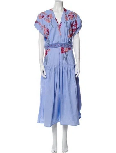 Pre-owned Silvia Tcherassi Patterned Long Dress In Blue