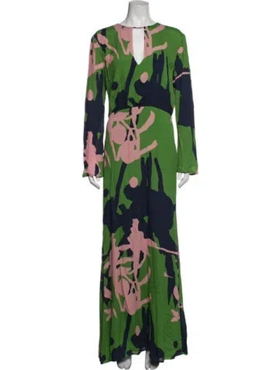 Pre-owned Silvia Tcherassi Patterned Long Dress In Green