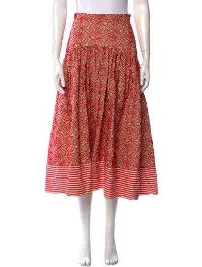 Pre-owned Silvia Tcherassi Patterned Long Skirt In Red