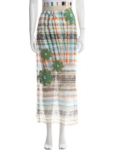 Pre-owned Silvia Tcherassi Patterned Long Skirt In White