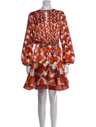 Pre-owned Silvia Tcherassi Patterned Mini Dress In Brown/orange/pink