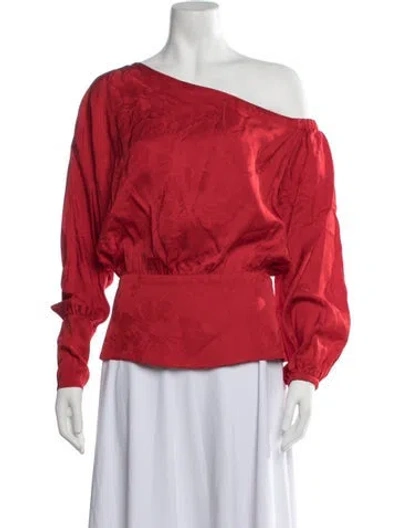 Pre-owned Silvia Tcherassi Patterned Off-the-shoulder Blouse In Red