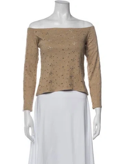 Pre-owned Silvia Tcherassi Patterned Off-the-shoulder Top In Neutrals