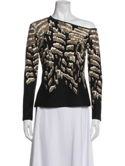 Pre-owned Silvia Tcherassi Patterned One-shoulder Blouse In Black