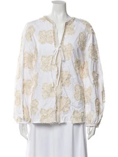 Pre-owned Silvia Tcherassi Patterned Open Front Top W/ Tags In Neutral