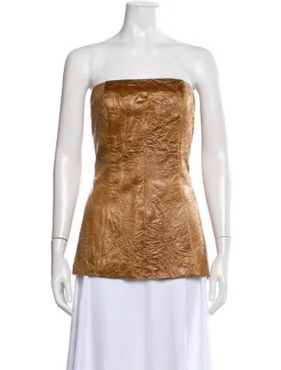Pre-owned Silvia Tcherassi Patterned Strapless Top In Brown