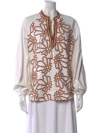 Pre-owned Silvia Tcherassi Patterned Tie Neck Blouse In Multicolor