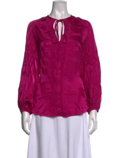 Pre-owned Silvia Tcherassi Patterned Tie Neck Blouse In Pink