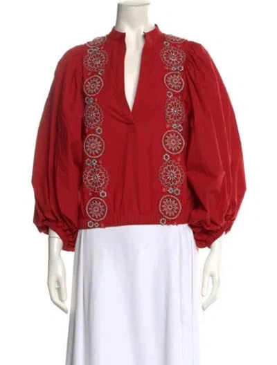 Pre-owned Silvia Tcherassi Patterned V-neck Blouse In Red