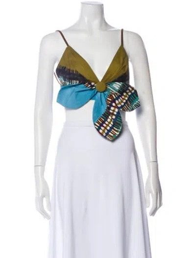 Pre-owned Silvia Tcherassi Patterned V-neck Crop Top In Neutral
