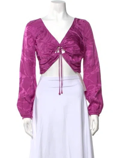 Pre-owned Silvia Tcherassi Patterned V-neck Crop Top In Purple