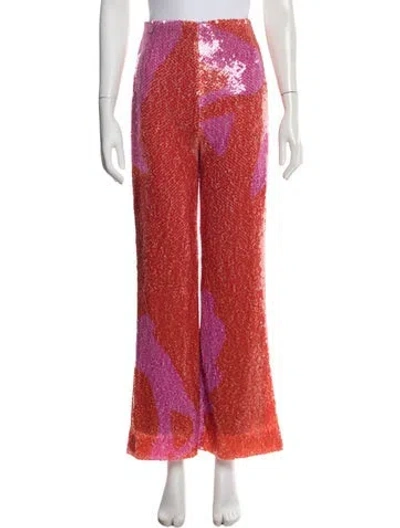 Pre-owned Silvia Tcherassi Patterned Wide Leg Pants In Red