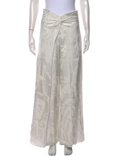 Pre-owned Silvia Tcherassi Patterned Wide Leg Pants In White