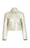 Silvia Tcherassi Perla Cotton-blend Cropped Jacket In Silver