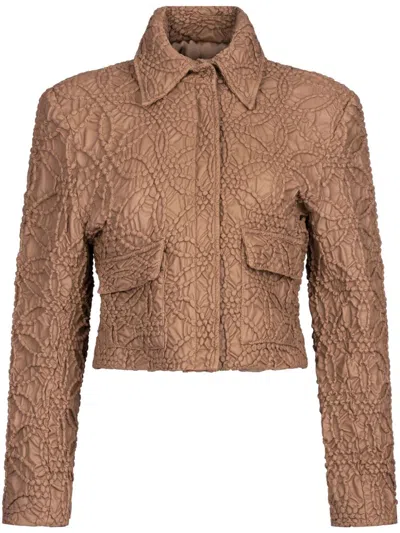 Silvia Tcherassi Perla Cropped Jacket In Brown