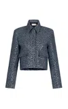 Silvia Tcherassi Perla Sequined Cotton-blend Jacket In Blue