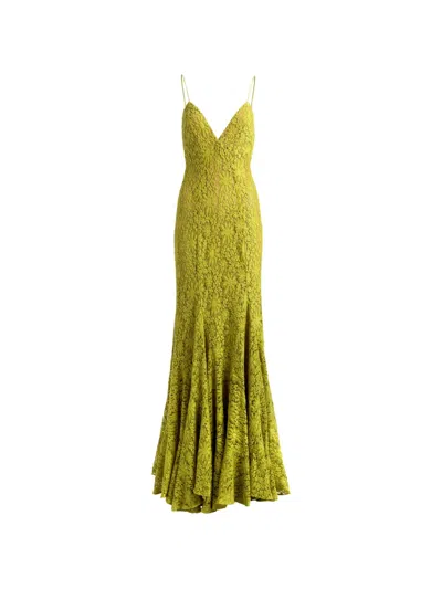 Silvia Tcherassi Pistachio Lace-overlay Maxi Dress In Green
