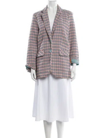 Pre-owned Silvia Tcherassi Plaid Print Evening Jacket In White