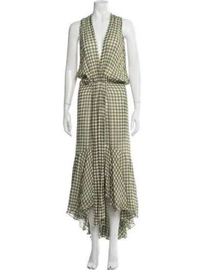 Pre-owned Silvia Tcherassi Plaid Print Long Dress In Green
