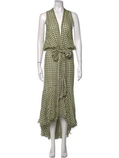 Pre-owned Silvia Tcherassi Plaid Print Long Dress In Green