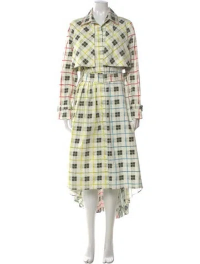 Pre-owned Silvia Tcherassi Plaid Print Long Dress In Neutral