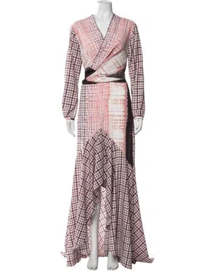 Pre-owned Silvia Tcherassi Plaid Print Long Dress In Pink