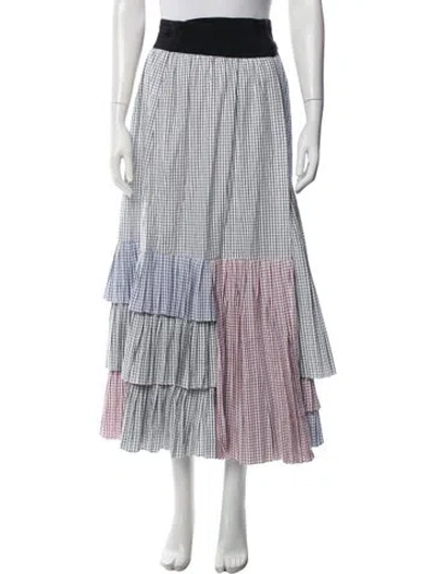 Pre-owned Silvia Tcherassi Plaid Print Long Skirt In Blue
