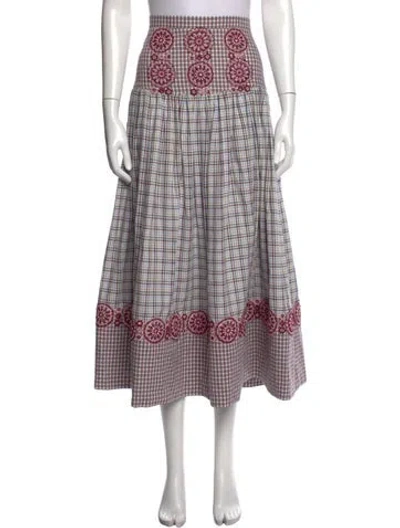 Pre-owned Silvia Tcherassi Plaid Print Long Skirt In Burgundy