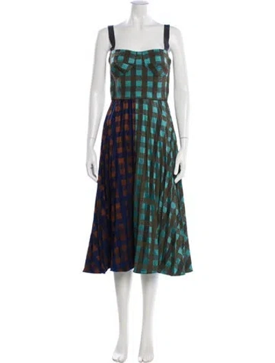 Pre-owned Silvia Tcherassi Plaid Print Midi Length Dress In Green