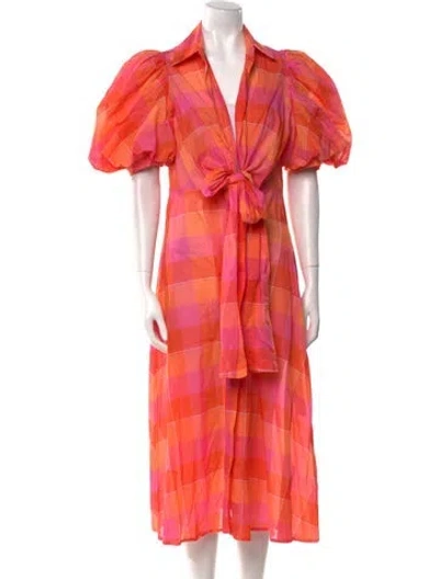 Pre-owned Silvia Tcherassi Plaid Print Midi Length Dress In Orange