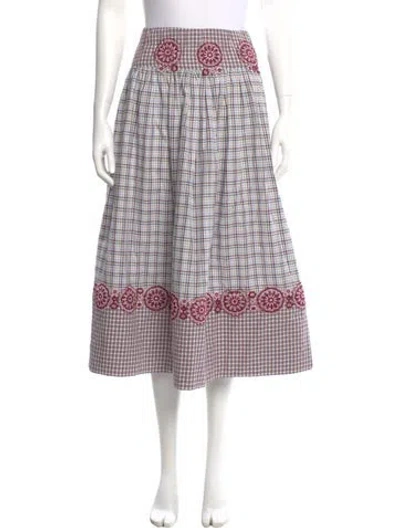 Pre-owned Silvia Tcherassi Plaid Print Midi Length Skirt In Burgundy