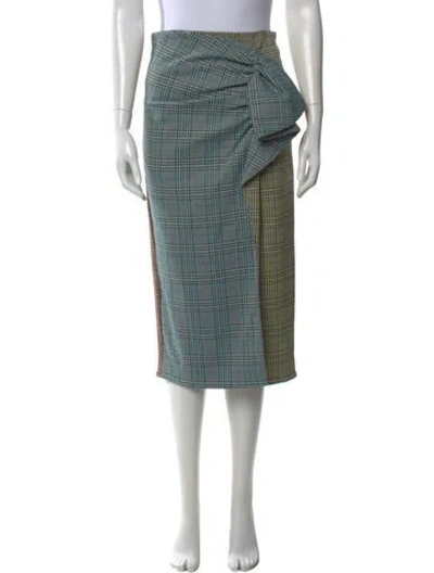 Pre-owned Silvia Tcherassi Plaid Print Midi Length Skirt In Green