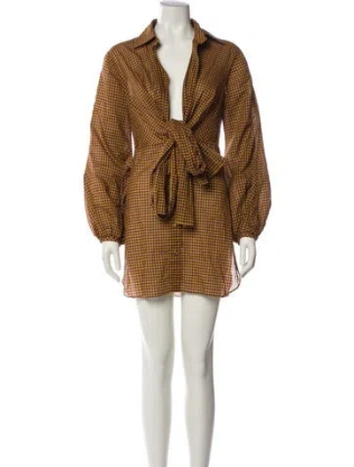 Pre-owned Silvia Tcherassi Plaid Print Mini Dress In Brown